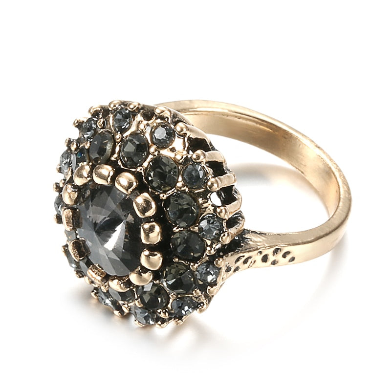 Vintage Antique Statement Black & Bronze Boho Ring-1