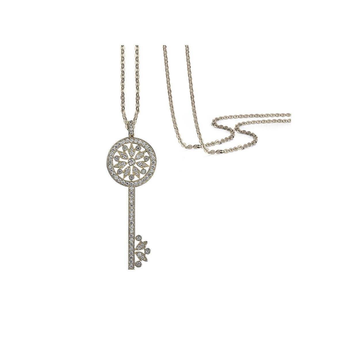 Crystal Winter Key Gold Long Chain-0