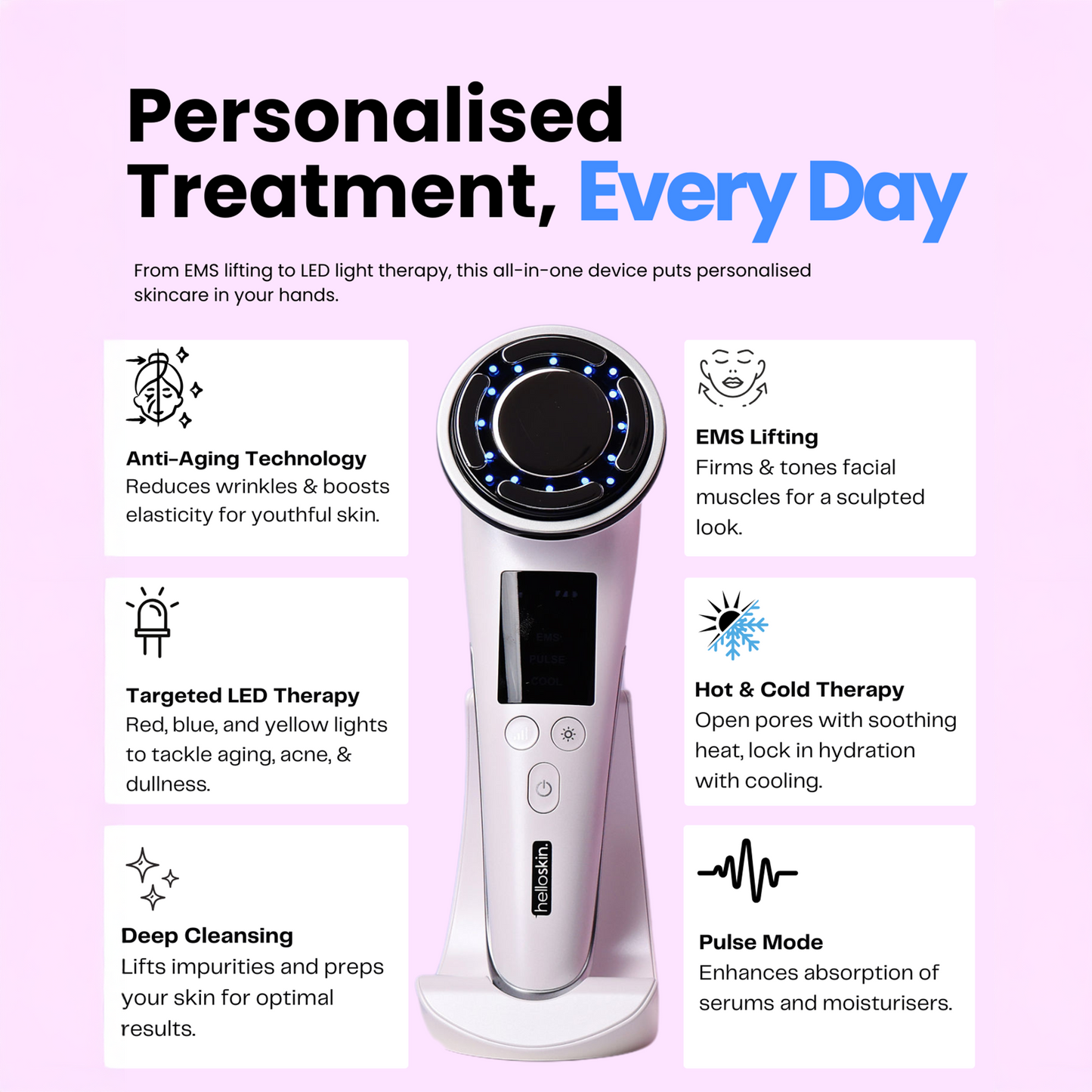 Light Therapy Bundle | V3 handset + 3x makeup removers | Helloskin