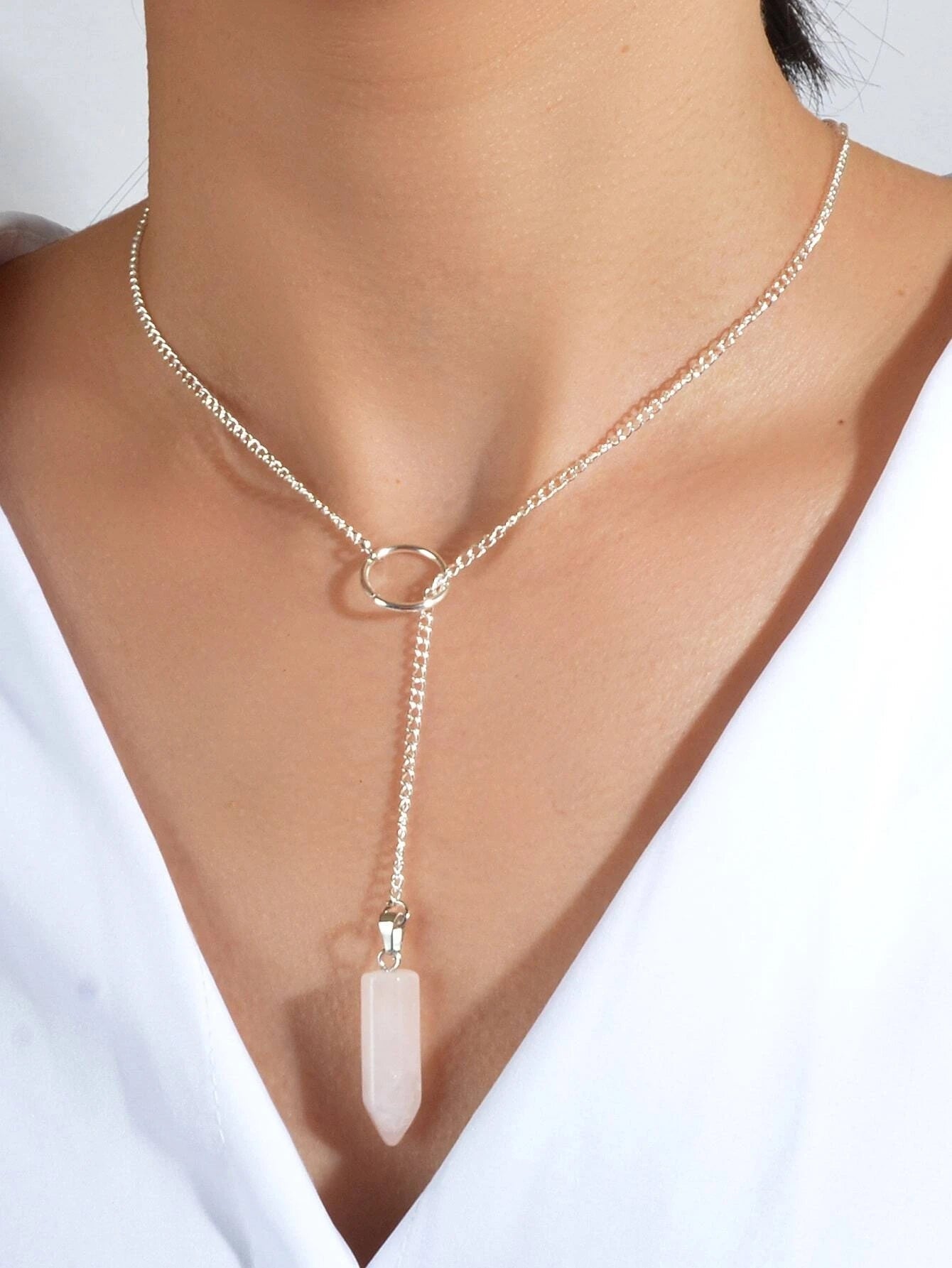 Hexagonal Quartz Point Chakra Pendant Drop-4