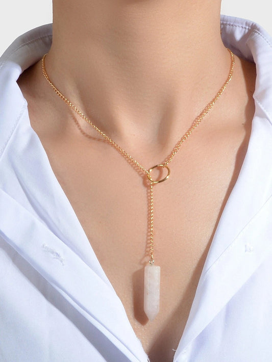 Hexagonal Quartz Point Chakra Pendant Drop-0
