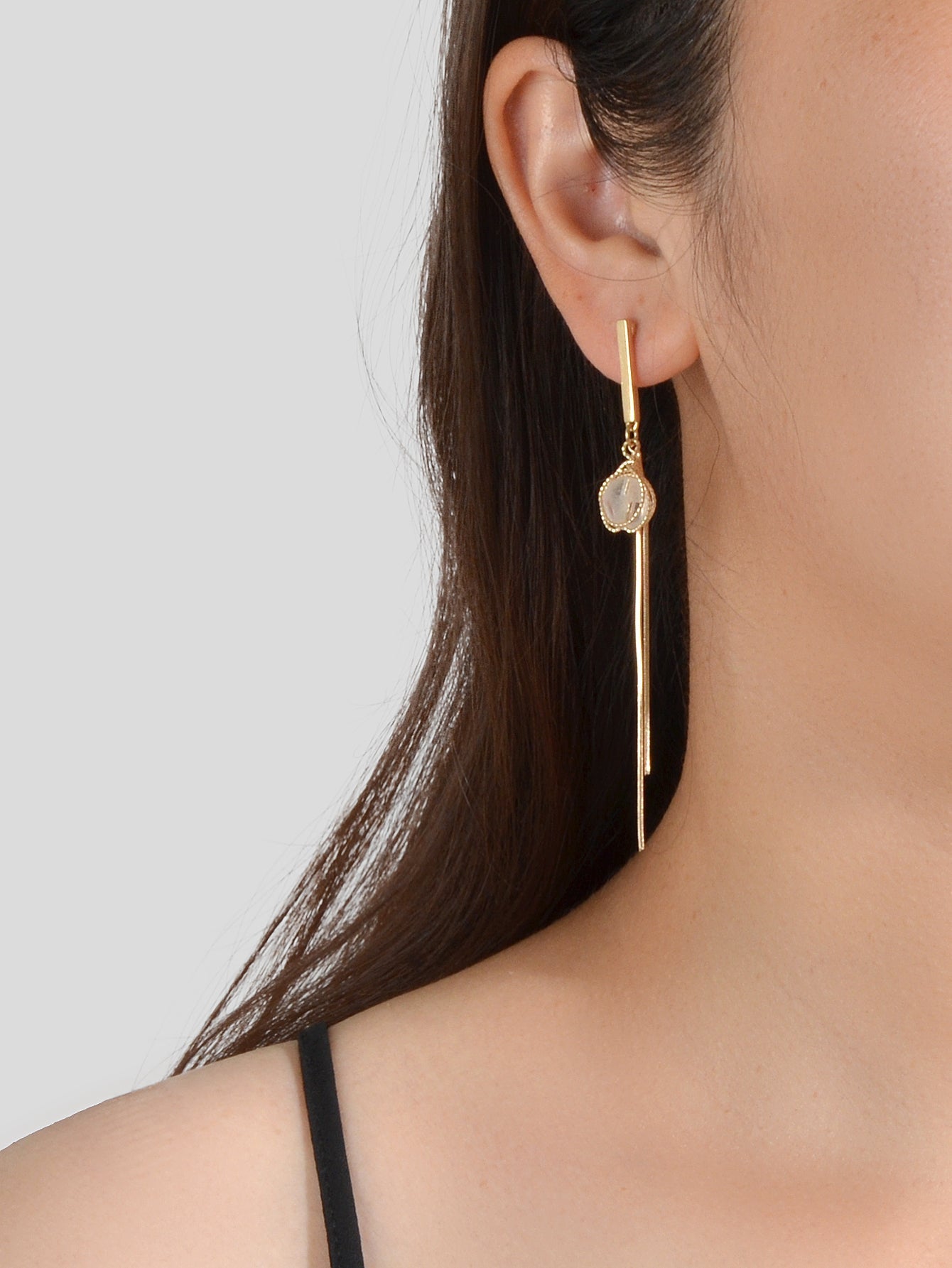 Party Decoration  Beads Gold Metal Long Chain Pendant Trendy Earrings for Women-1