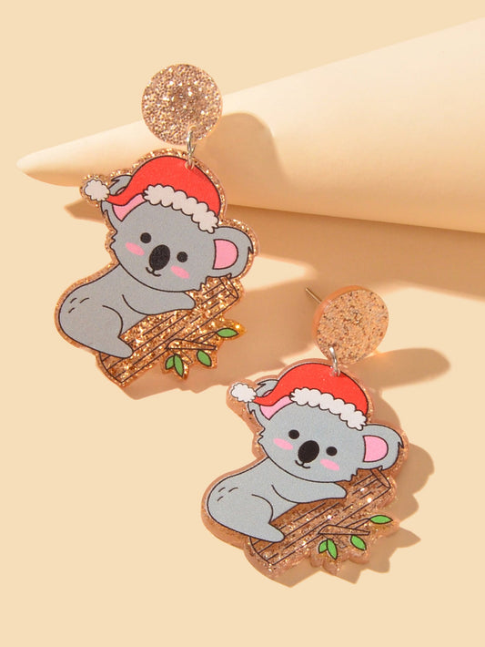 Christmas Shiny Acrylic Koala Earrings