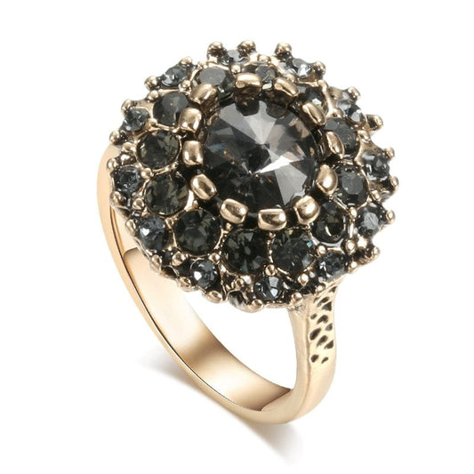 Vintage Antique Statement Black & Bronze Boho Ring-0
