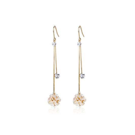 Four-leaf Flower Ball Gold Earrings-0